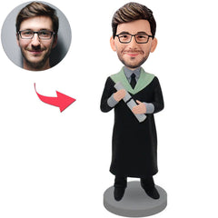 Graduation Boy in Bachelor Uniform with Book Custom Bobbleheads
