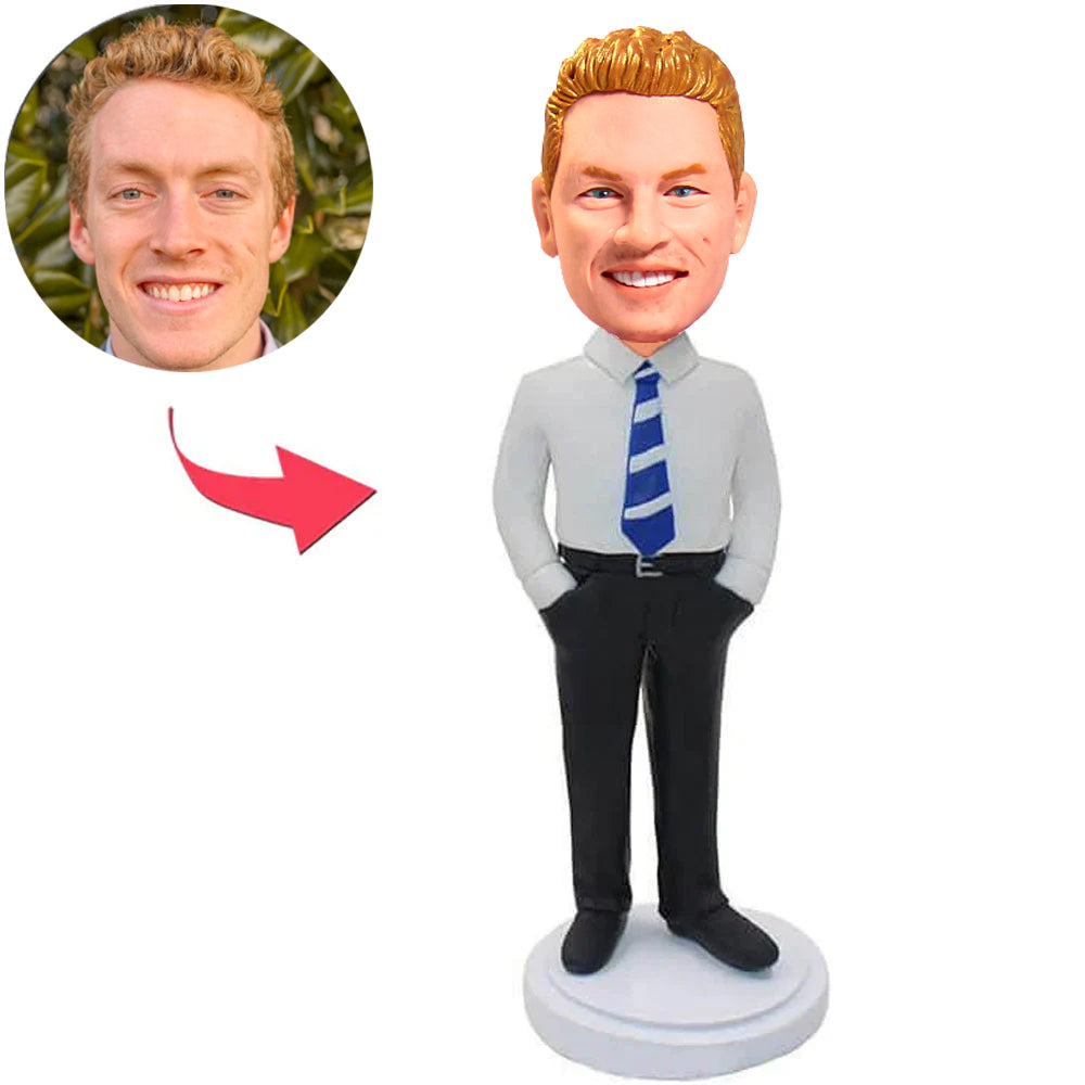 Cool White Shirt Business Man Custom Bobbleheads