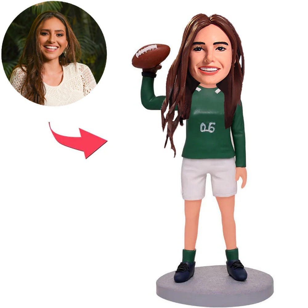 Female Rugby Player Custom Bobbleheads