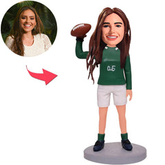 Female Rugby Player Custom Bobbleheads