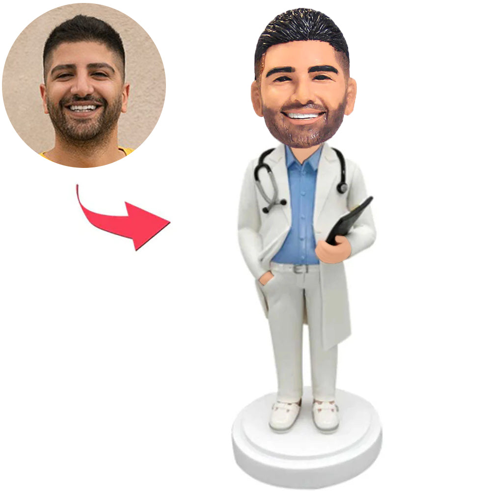 Male Doctor Holding Notebook Custom Bobbleheads