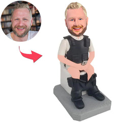 Police Sitting on Toilet Custom Bobbleheads