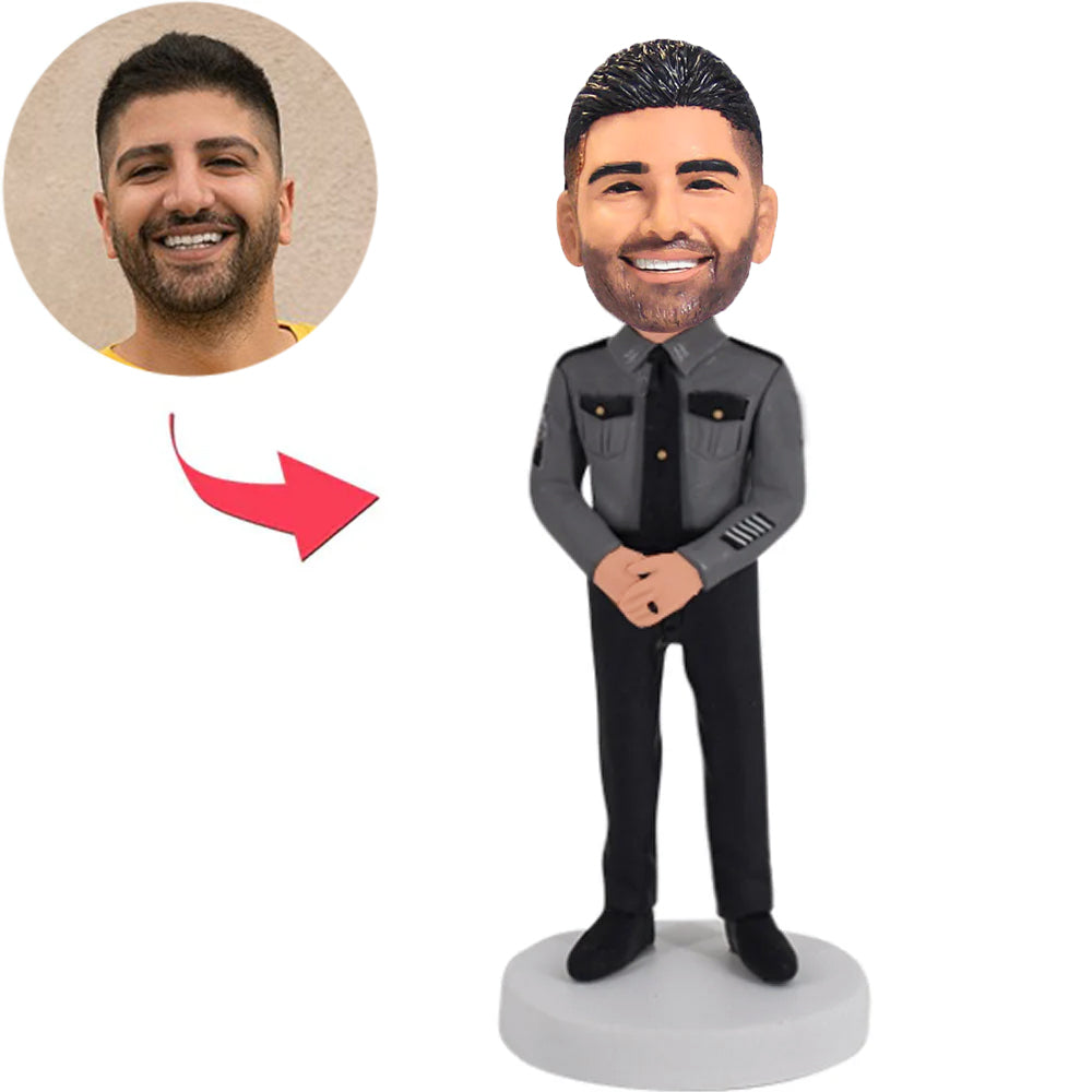 Gray Uniform Police Custom Bobbleheads