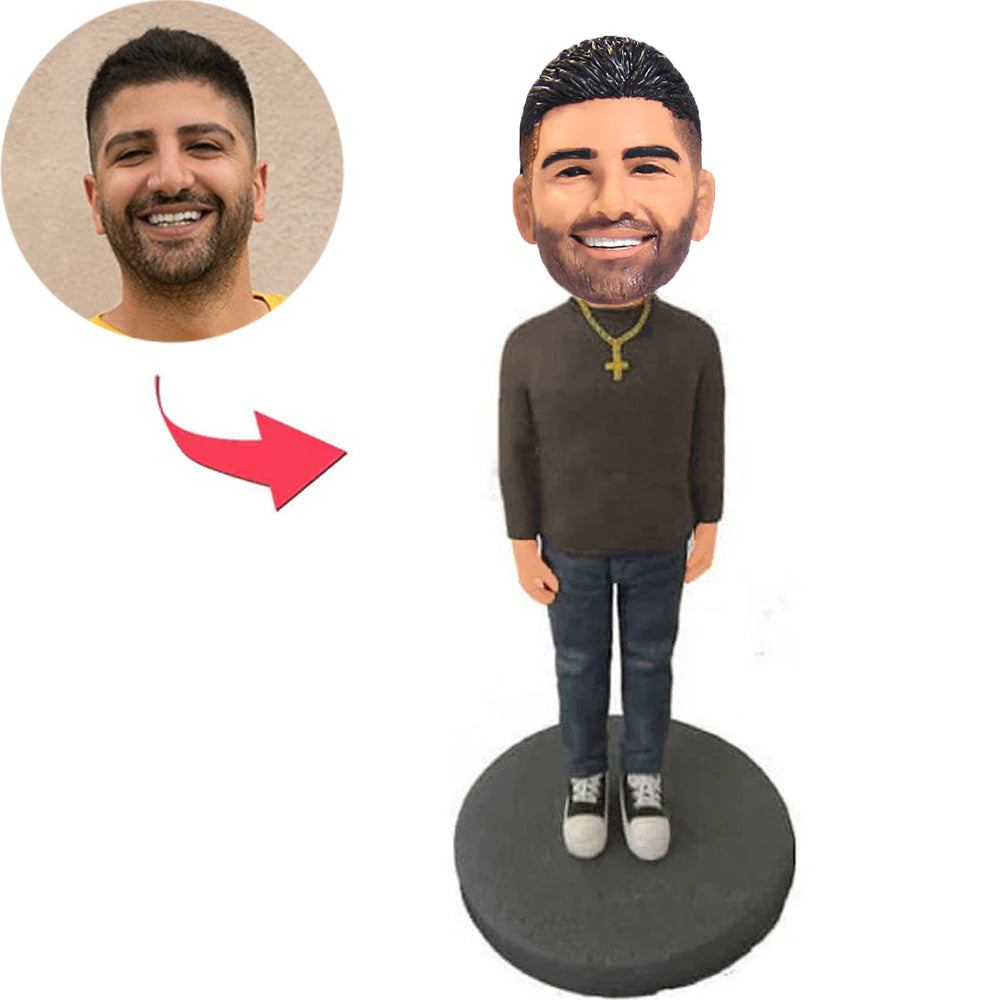 Man Wearing Cross Custom Bobbleheads