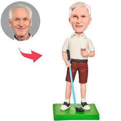 Holding Water Glass Golfer Custom Bobbleheads