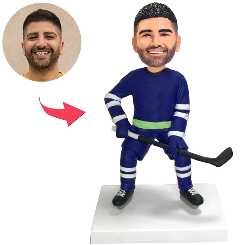 Player Holding Hockey Stick Custom Bobbleheads