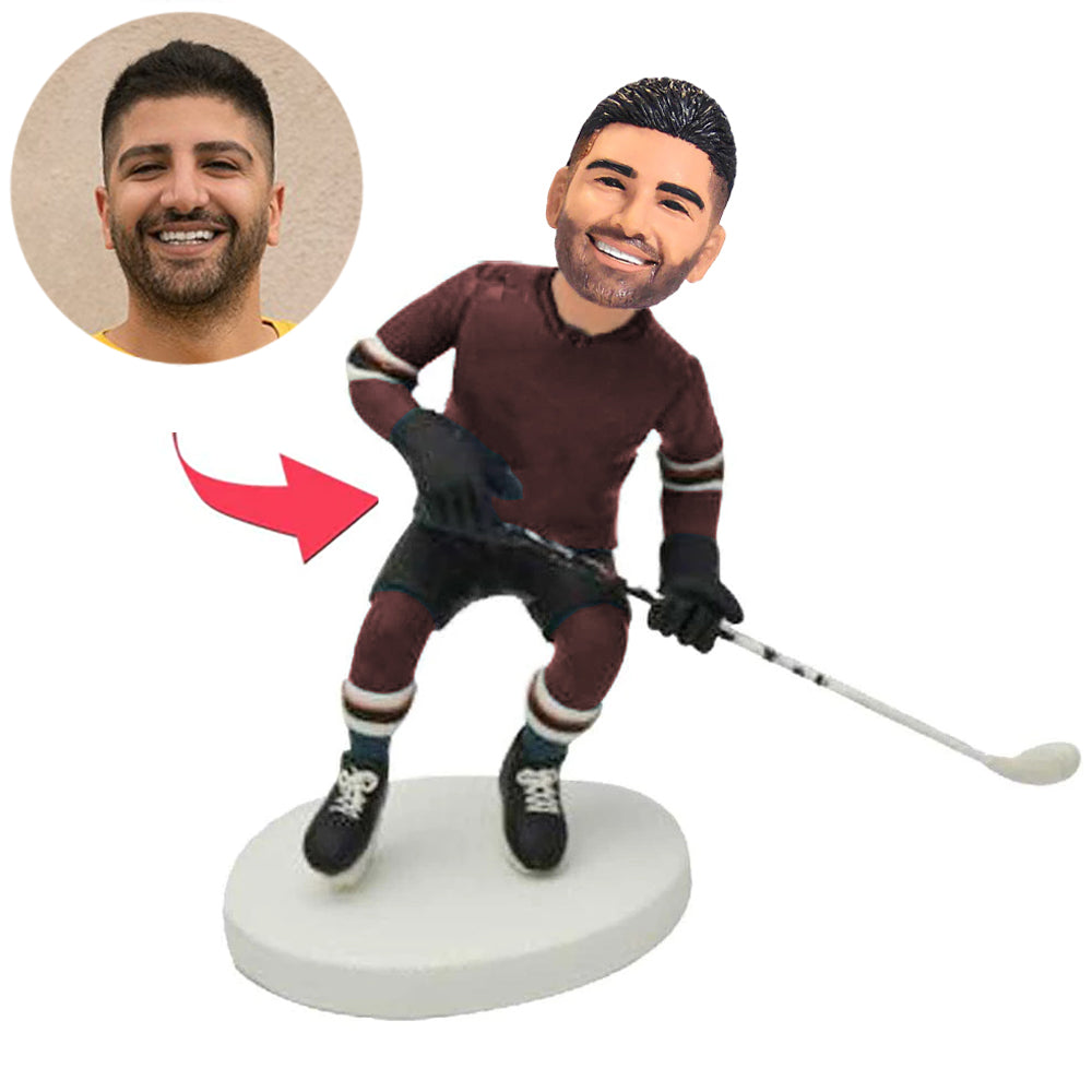 Brown Suit Hockey Player Custom Bobbleheads