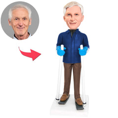 Skiing Old Man Custom Bobbleheads
