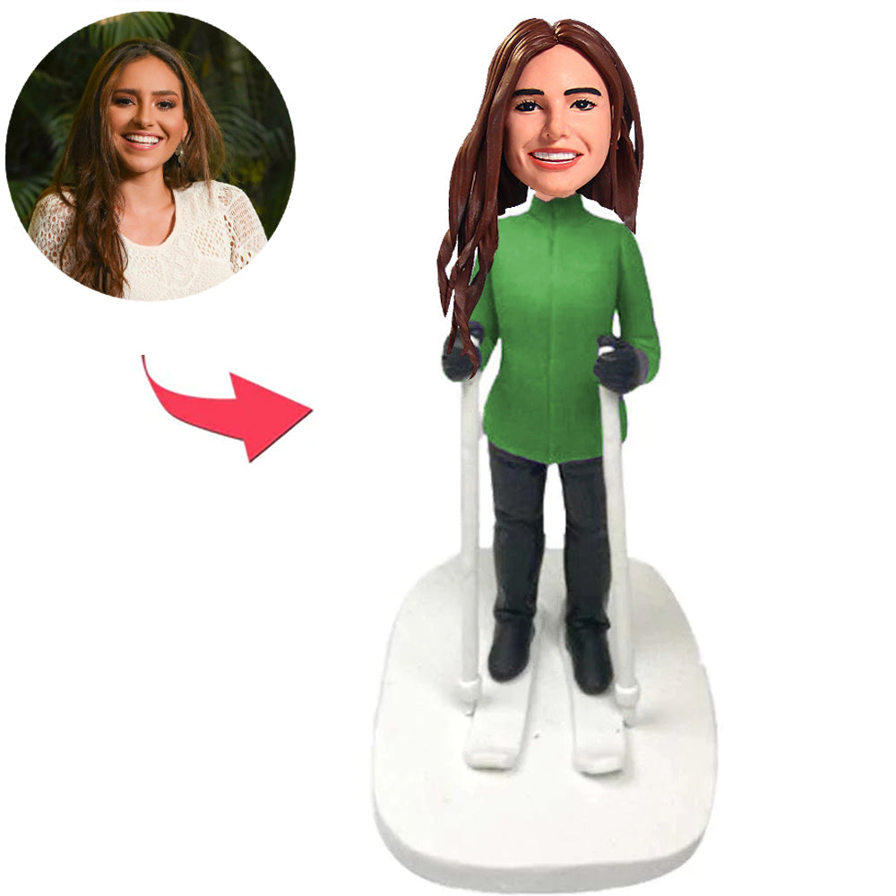 Lady Skiing Custom Bobbleheads