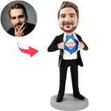 Father's Day Gifts Super Dad Super Man Custom Bobbleheads With Engraved Text