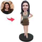 Paris Fashion Girl Custom Bobbleheads With Engraved Text