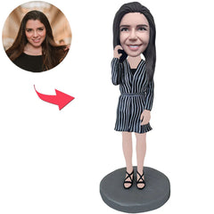 Woman in Striped Suit Custom Bobbleheads