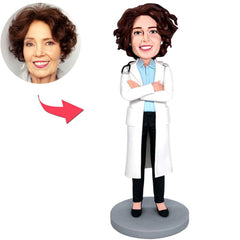 Female Doctor with Arms Folded Custom Bobbleheads