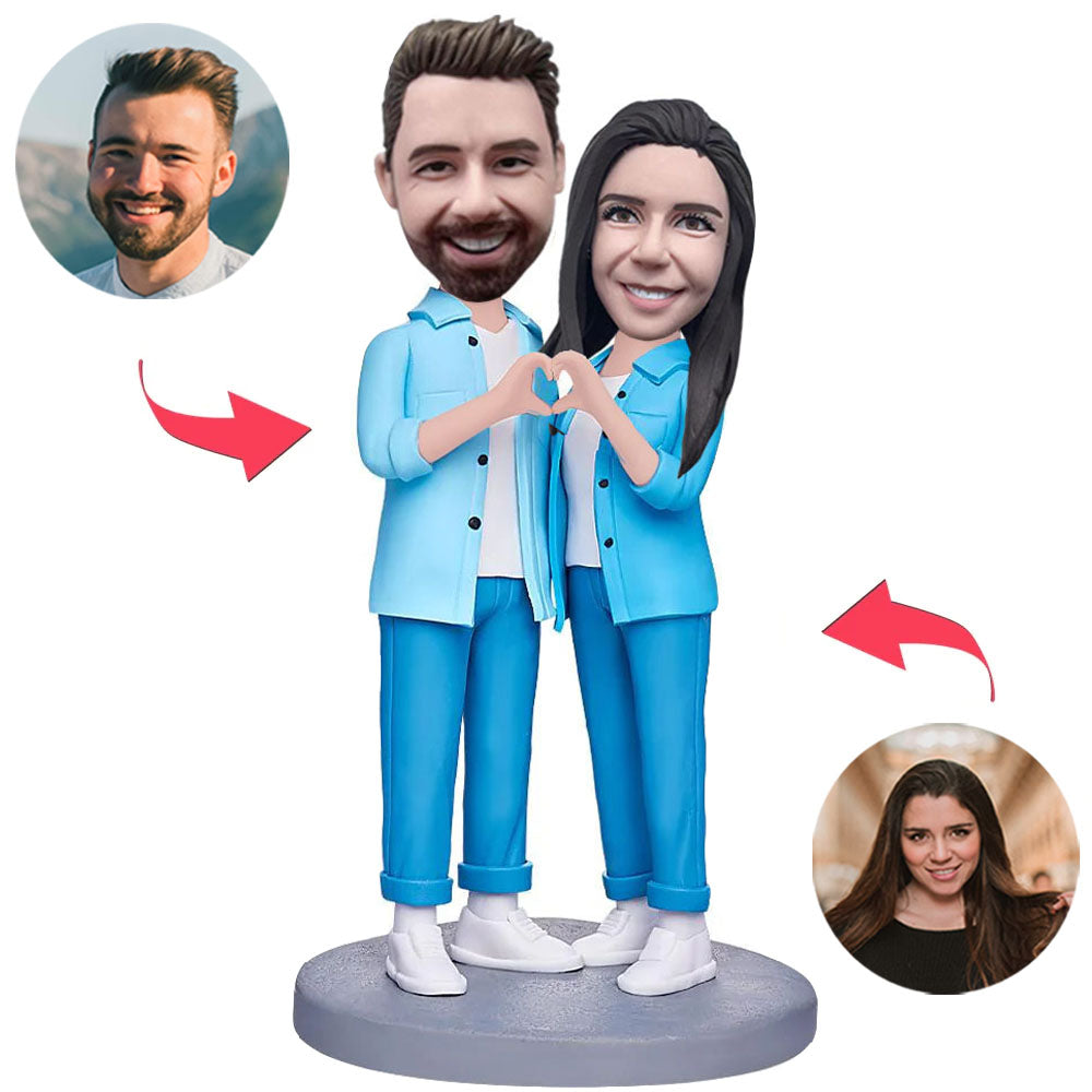 Couple Hands in Heart Pose Custom Bobbleheads