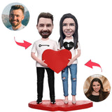 Couple Clothes Love Lock With Heart Custom Bobblehead Add Text