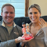 Wedding Couple Female Holding Flowers Custom Bobblehead With Engraved Text