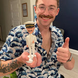 Man Standing Next To Surfboard Custom Bobbleheads With Engraved Text