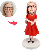 Female Wearing Red Dress and Carrying Bag Custom Bobbleheads