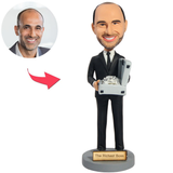 Rich Boss Holding Money Box Custom Bobbleheads