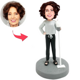 Modern Female with Mop Custom Bobbleheads