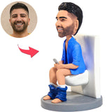 The Man On The Toilet Playing Phone Custom Bobbleheads With Engraved Text