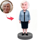 Mom In Light Blue Suit Custom Bobbleheads
