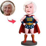 Blue Clothes Wonder Woman Super Mom Custom Bobbleheads