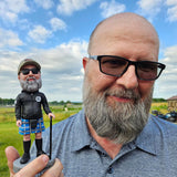 Man Standing Next To Surfboard Custom Bobbleheads With Engraved Text