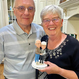 Couple in Orange Sweatshirts Custom Bobbleheads