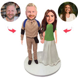 Couple Holding Hands Custom Bobblehead With Engraved Text