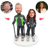 Ski Suit Couple Custom Bobblehead With Engraved Text