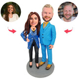 Cool Business Couple Custom Bobblehead With Engraved Text