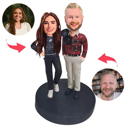 Couple Wearing Sweaters Custom Bobblehead