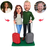 Travel Couple Custom Bobblehead With Engraved Text