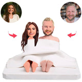 Couple Covered With Quilt Custom Bobblehead With Engraved Text