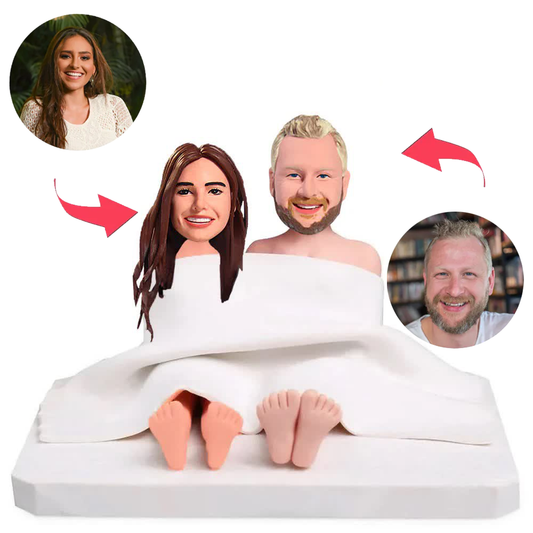 Couple Covered with Quilt Custom Bobblehead