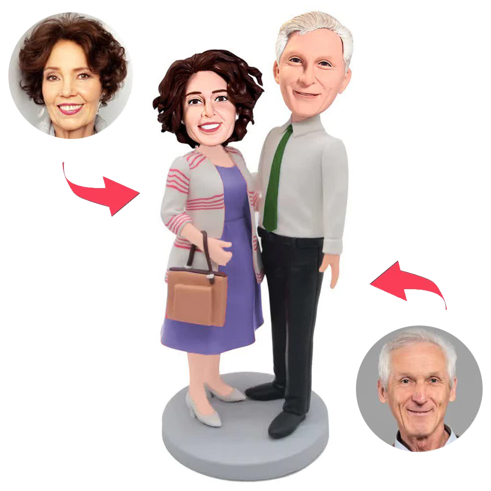 Happy Old Couple Custom Bobblehead