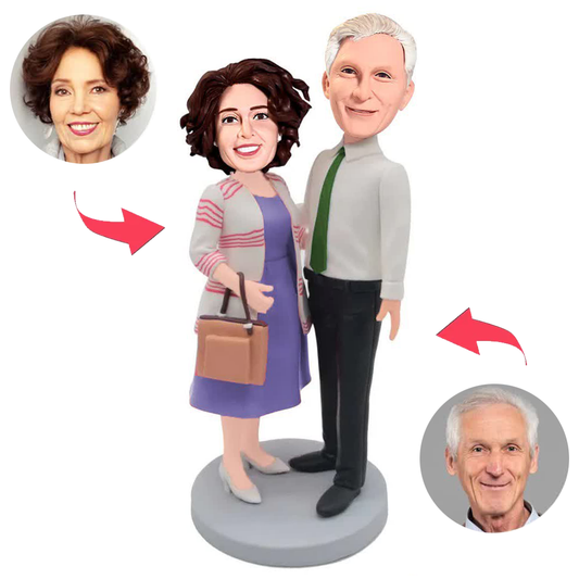 Happy Old Couple Custom Bobblehead