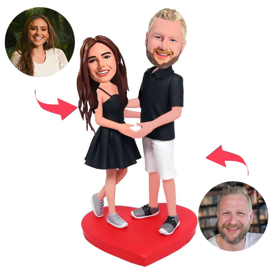 Casual Black Suit Couple Custom Bobblehead