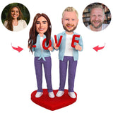 LOVE Couple Custom Bobblehead With Engraved Text