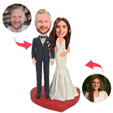 Heart Shape Wedding Couple Custom Bobblehead With Engraved Text