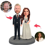 Wearing Wedding Dress Wedding Couple Custom Bobblehead With Engraved Text