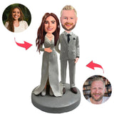 Married Couple Wedding Couple Custom Bobblehead With Engraved Text