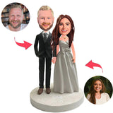 Happy Wedding Couple Custom Bobblehead With Engraved Text