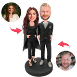 Couple In Black Dress Custom Bobblehead With Engraved Text
