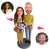 Formal Dressed Couple Custom Bobblehead With Engraved Text