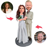 Couple In Wedding Dress Custom Bobblehead With Engraved Text