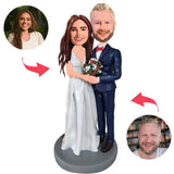Couple Holding Flowers Custom Bobblehead With Engraved Text