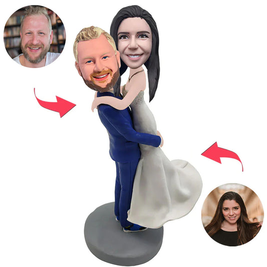 Husband Hugging Wife Couple Custom Bobblehead