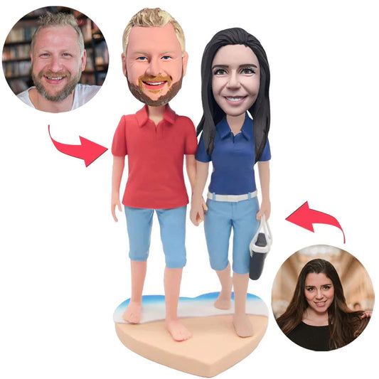 Couple Standing on the Beach Custom Bobbleheads
